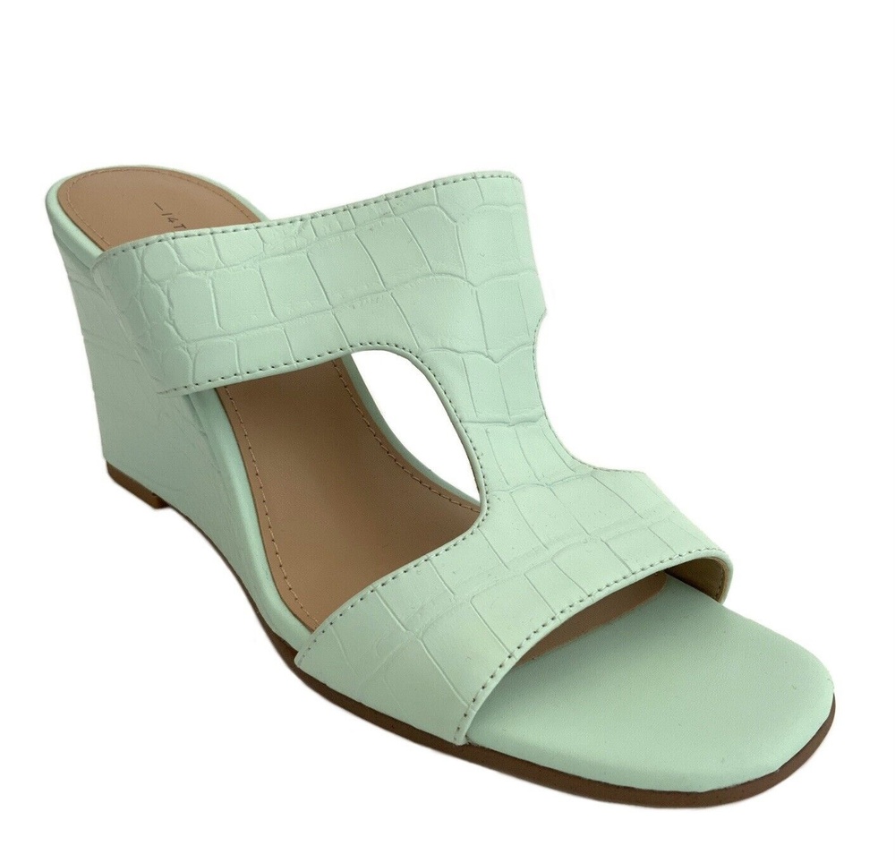 Nordstrom 14th & Union Open-toe Wedge Sandals Green 6